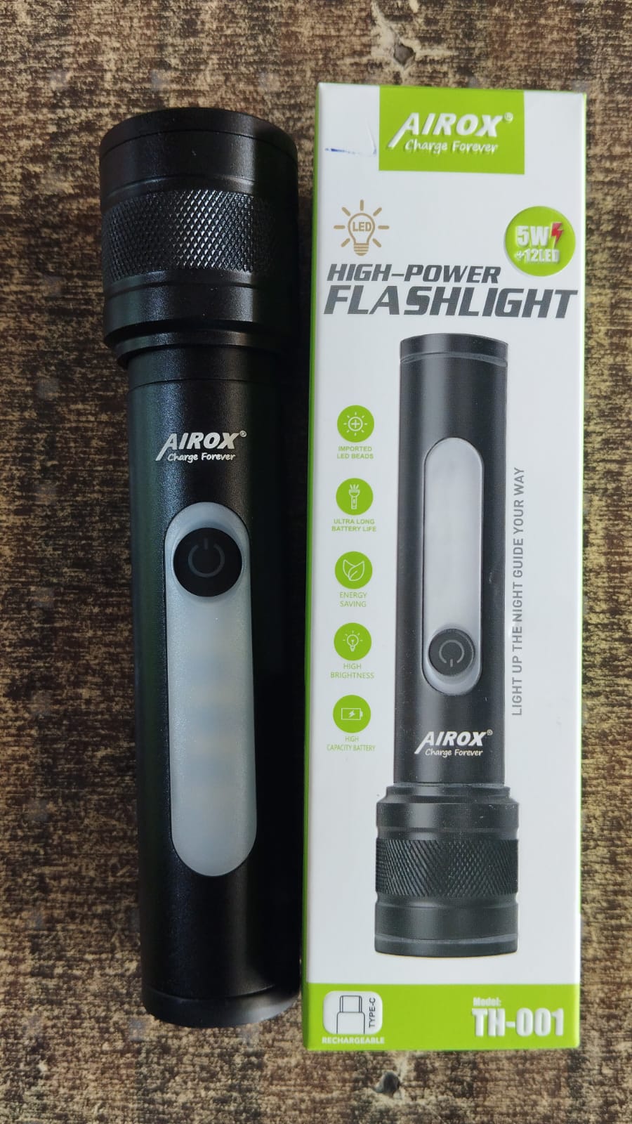 Airox TH-001 5W Rechargeable Flashlight – Type-C Charging