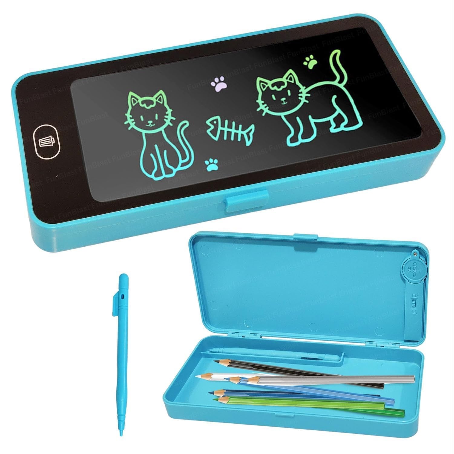 Pencil Box with LCD Writing Tablet & Stylus – Kids Stationery Box
