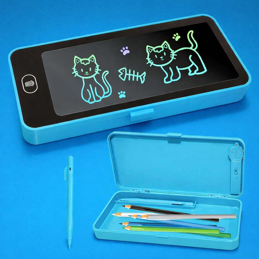 Pencil Box with LCD Writing Tablet & Stylus – Kids Stationery Box