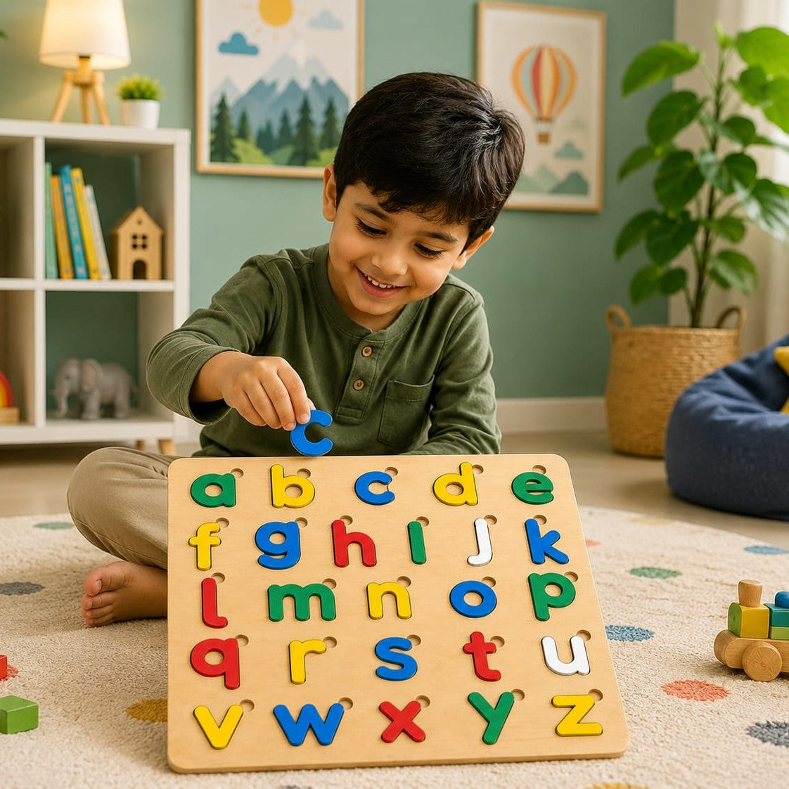 Wooden Alphabet Puzzle Board for Kids