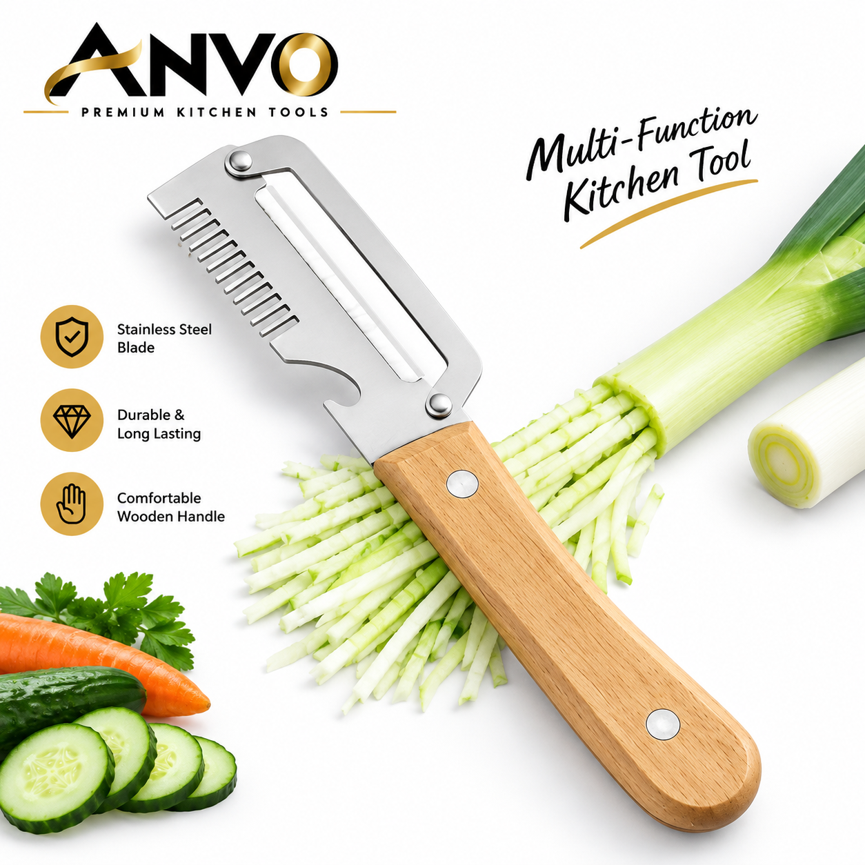 3-in-1 Stainless Steel Vegetable Peeler