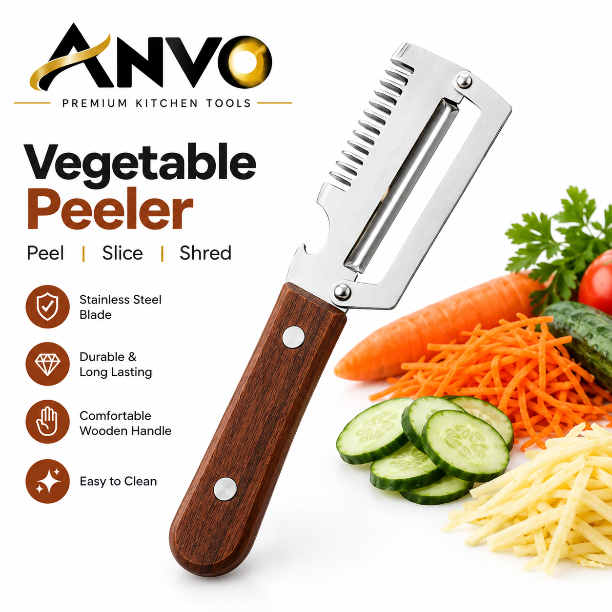 3-in-1 Stainless Steel Vegetable Peeler