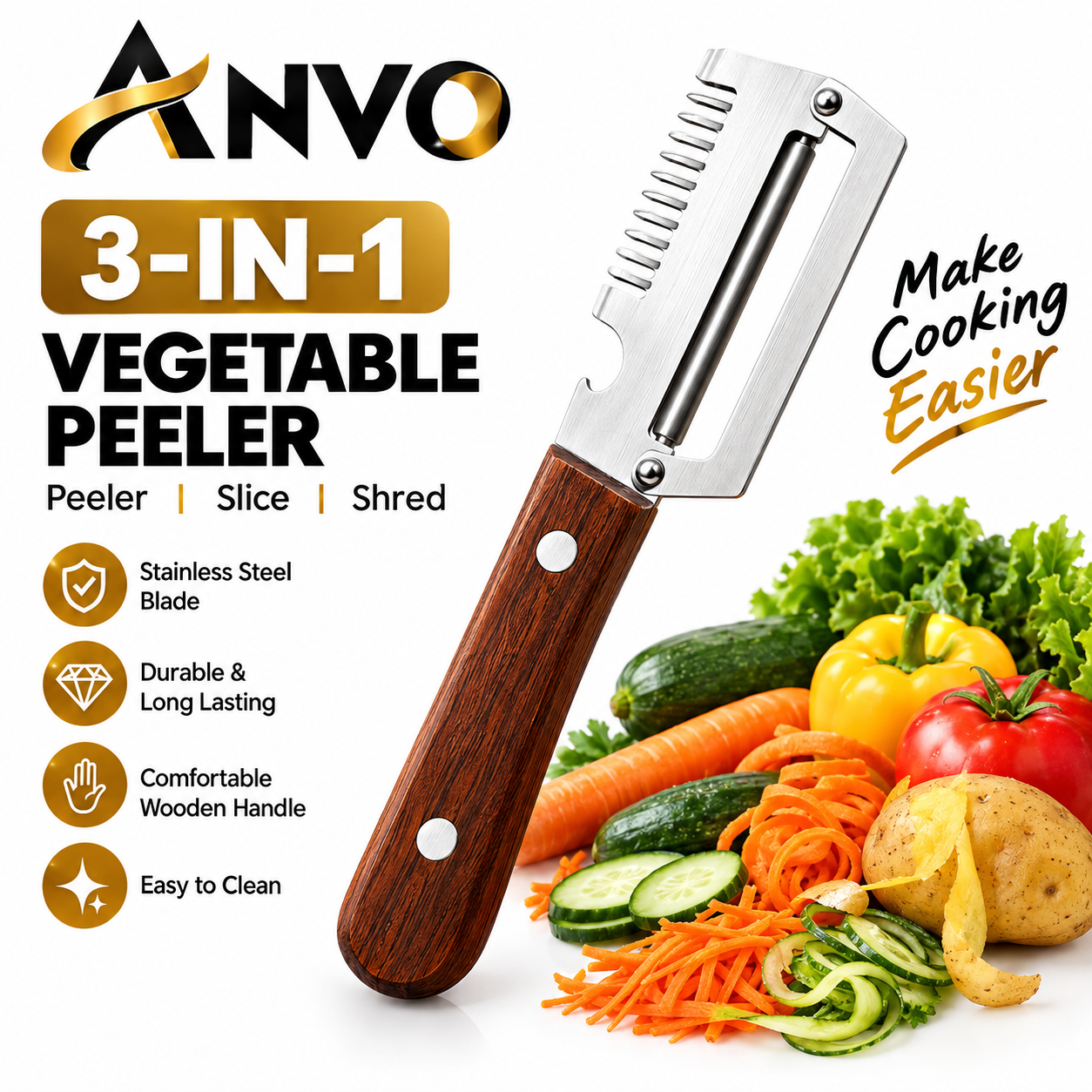 3-in-1 Stainless Steel Vegetable Peeler